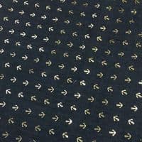 Luxury DENIM Foil ANCHOR Fabric Material - LIGHT BLUE